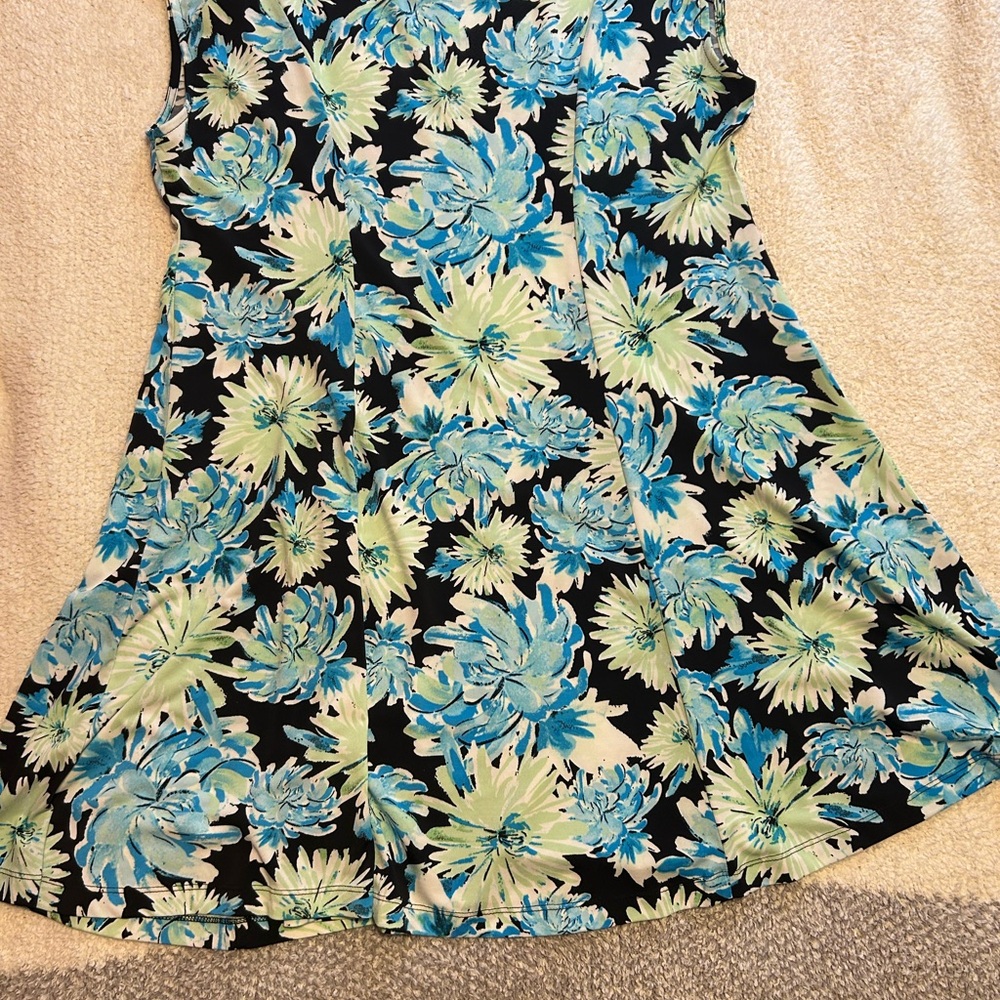 Floral Mini Dress in Blue and Green